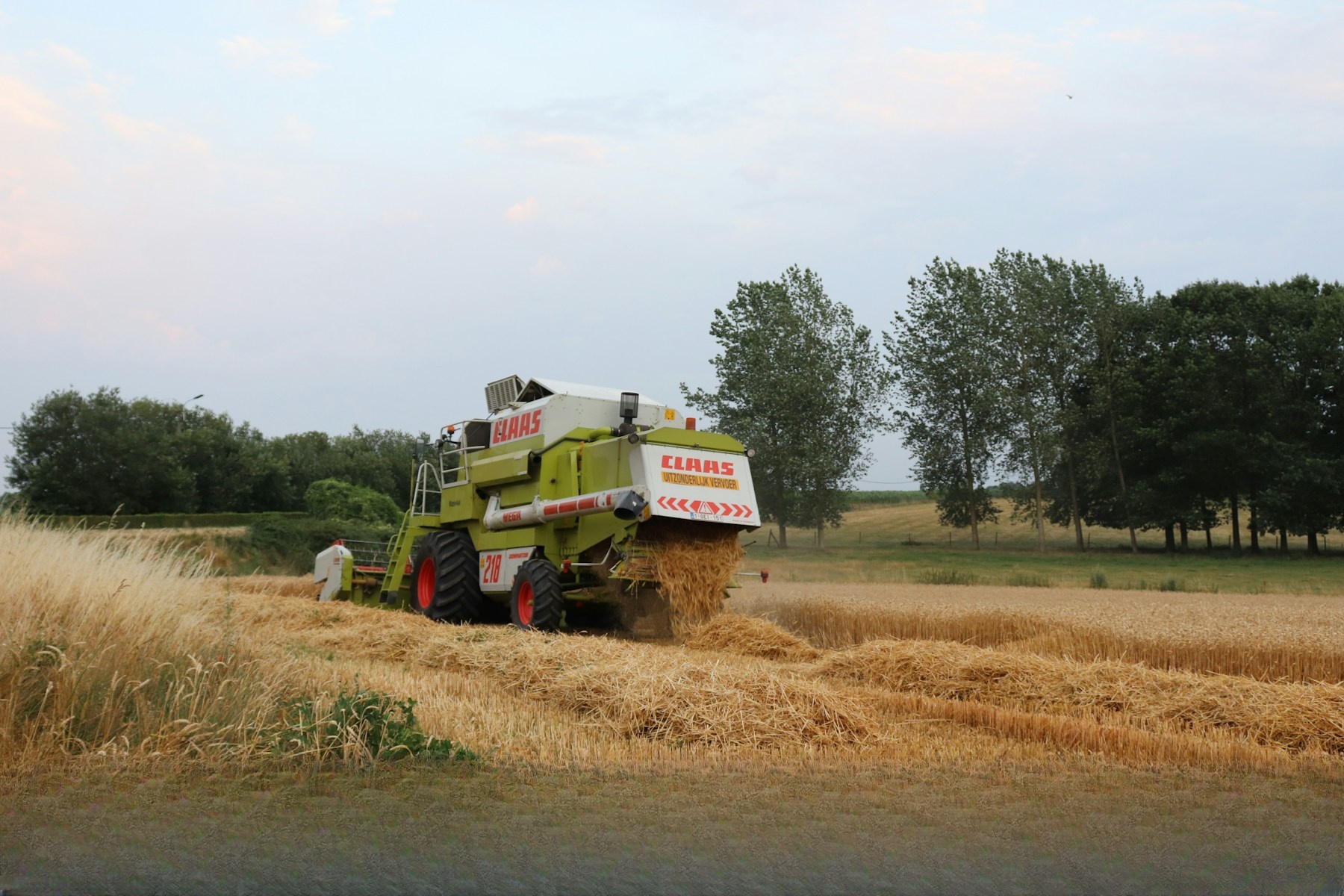 Harvester working across a large field