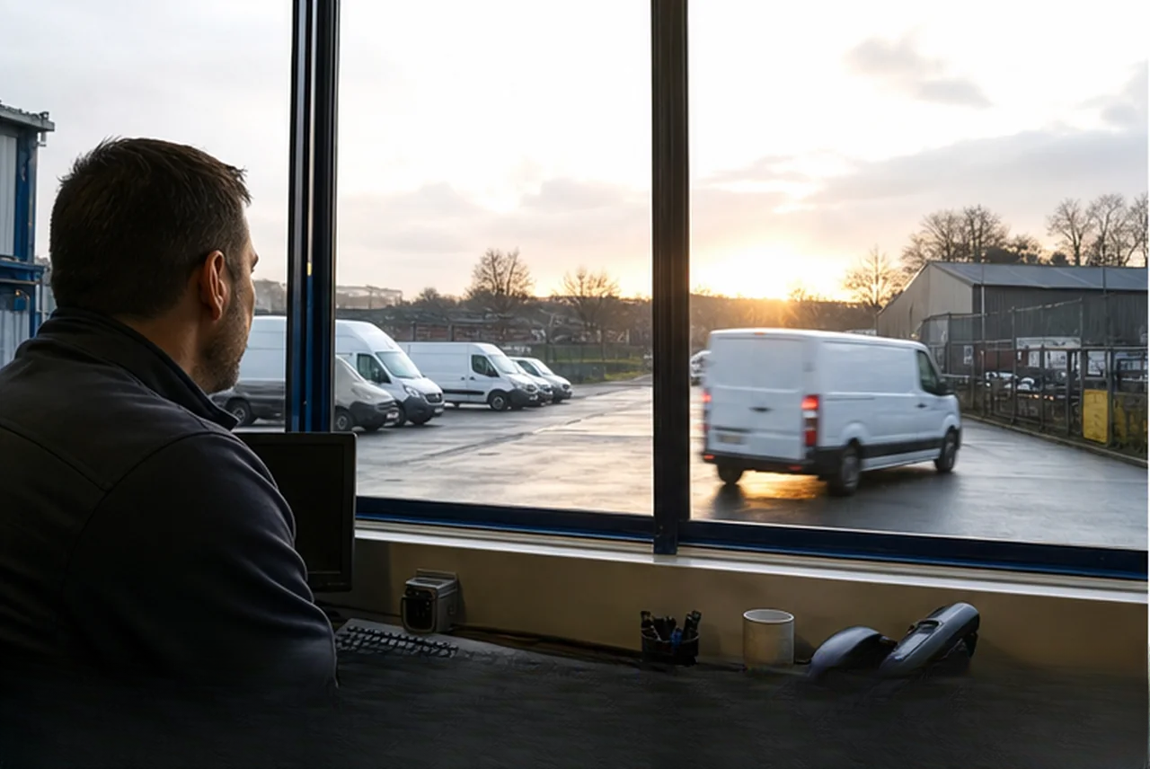 Fleet operator reviewing everyday vehicle movement at a depot
