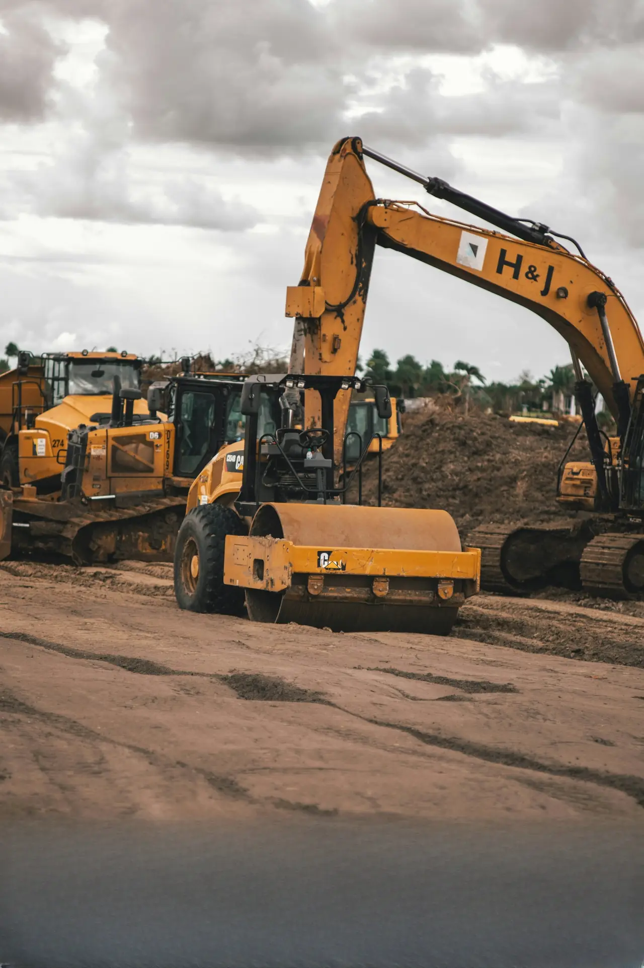 Construction equipment working on site